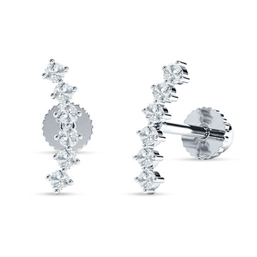 Six Stone Climber Stud Earring Cubic Zirconia 925 Sterling Silver Wholesale